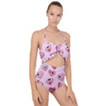 Emoji Heart Scallop Top Cut Out Swimsuit