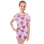 Emoji Heart Kids  Mesh Tee and Shorts Set