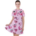 Emoji Heart Short Sleeve Shoulder Cut Out Dress 