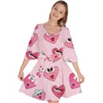 Emoji Heart Velour Kimono Dress