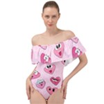 Emoji Heart Off Shoulder Velour Bodysuit 