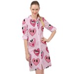 Emoji Heart Long Sleeve Mini Shirt Dress