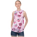 Emoji Heart High Neck Satin Top