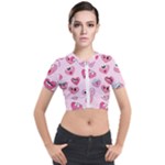 Emoji Heart Short Sleeve Cropped Jacket
