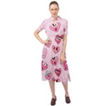 Emoji Heart Keyhole Neckline Chiffon Dress