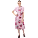 Emoji Heart Keyhole Neckline Chiffon Dress