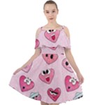 Emoji Heart Cut Out Shoulders Chiffon Dress