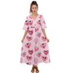 Emoji Heart Kimono Sleeve Boho Dress