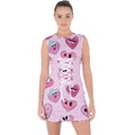 Emoji Heart Lace Up Front Bodycon Dress