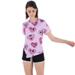 Emoji Heart Asymmetrical Short Sleeve Sports Tee