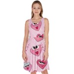 Emoji Heart Knee Length Skater Dress With Pockets