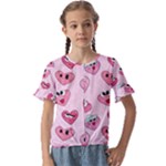 Emoji Heart Kids  Cuff Sleeve Scrunch Bottom Tee