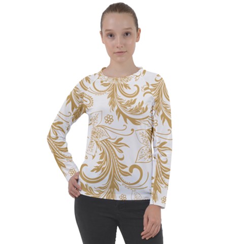 Flowers Shading Pattern Women s Long Sleeve Raglan Tee from ArtsNow.com