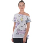  Cute unicorn cats Off Shoulder Tie-Up Tee