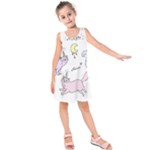  Cute unicorn cats Kids  Sleeveless Dress