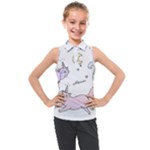  Cute unicorn cats Kids  Sleeveless Polo Tee