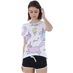  Cute unicorn cats Short Sleeve Foldover Tee