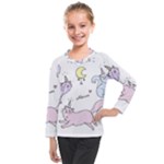  Cute unicorn cats Kids  Long Mesh Tee