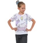  Cute unicorn cats Kids  Mesh Piece Tee