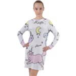  Cute unicorn cats Long Sleeve Hoodie Dress