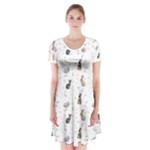 Cute Rabbit Short Sleeve V-neck Flare Dress