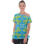 Abstract pattern geometric backgrounds   Off Shoulder Tie-Up Tee