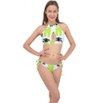 Abstract pattern geometric backgrounds   Cross Front Halter Bikini Set