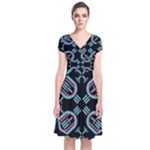 Abstract pattern geometric backgrounds   Short Sleeve Front Wrap Dress