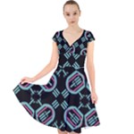 Abstract pattern geometric backgrounds   Cap Sleeve Front Wrap Midi Dress