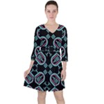 Abstract pattern geometric backgrounds   Quarter Sleeve Ruffle Waist Dress