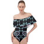 Abstract pattern geometric backgrounds   Off Shoulder Velour Bodysuit 