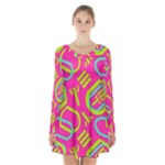 Abstract pattern geometric backgrounds   Long Sleeve Velvet V-neck Dress