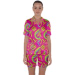 Abstract pattern geometric backgrounds   Satin Short Sleeve Pajamas Set