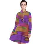 Puzzle Landscape In Beautiful Jigsaw Colors Long Sleeve Chiffon Shirt Dress