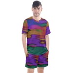 Puzzle Landscape In Beautiful Jigsaw Colors Men s Mesh Tee and Shorts Set
