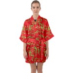 Abstract pattern geometric backgrounds   Half Sleeve Satin Kimono 
