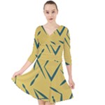 Abstract pattern geometric backgrounds   Quarter Sleeve Front Wrap Dress