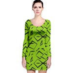 Abstract pattern geometric backgrounds   Long Sleeve Velvet Bodycon Dress