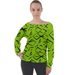 Abstract pattern geometric backgrounds   Off Shoulder Long Sleeve Velour Top