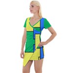 Abstract pattern geometric backgrounds   Short Sleeve Asymmetric Mini Dress