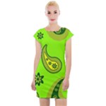 Floral pattern paisley style Paisley print  Doodle background Cap Sleeve Bodycon Dress