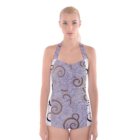 All of Life Come to Me with Ease Joy And Glory 1 Boyleg Halter Swimsuit  from ArtsNow.com