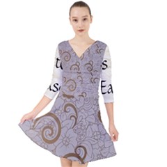 Quarter Sleeve Front Wrap Dress 