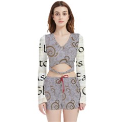 Velvet Wrap Crop Top and Shorts Set 