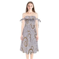 Shoulder Tie Bardot Midi Dress 