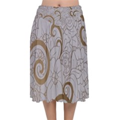 Velvet Flared Midi Skirt 