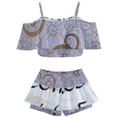 Kids  Off Shoulder Skirt Bikini 