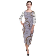 Quarter Sleeve Midi Velour Bodycon Dress 