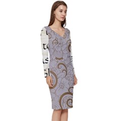 Long Sleeve V-Neck Bodycon Dress  