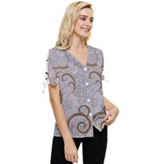 Bow Sleeve Button Up Top 